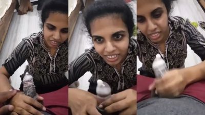 Boss ke condom lage lund ko pakad hilati sexy employee