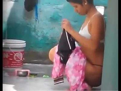 Indian Village Babe Taking Outdoor Bath