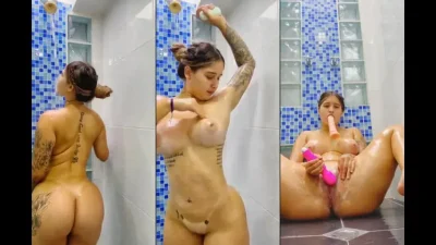 Hottest Colombian on Onlyfans nude in the shower masturbating