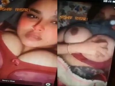 Horny girlfriend topless big boobs playing