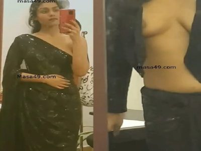 Desi girl saree removing boob show in mirror