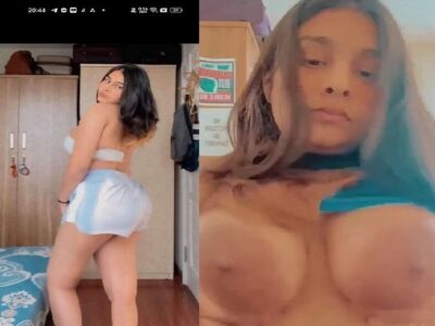 Topless selfie video GF playing with big boobs