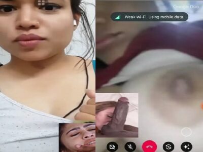 Girlfriend topless video call sex chat on Google Duo