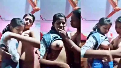 Young Lesbian Sisters Boob Sucking Play