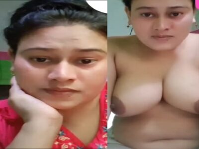 Young MILF boobs show on video call to lover