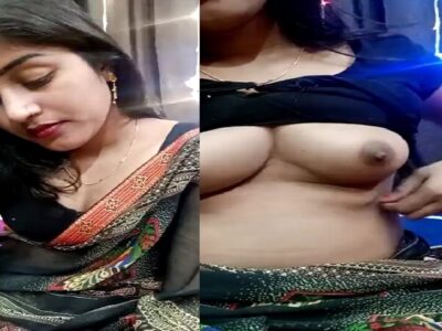 Gorgeous bhabhi stripping saree and boob show
