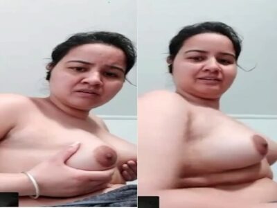 Cute MILF boob show on video call to boyfriend