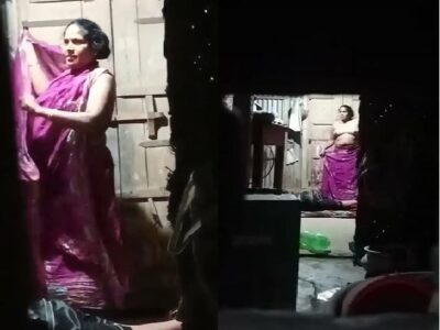 Neighbor MILF wearing saree without bra in FSI sex