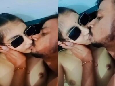 Stylish girlfriend kissing with viral boobs show