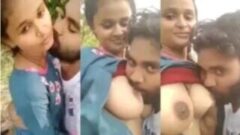 Sucked Girlfriend Boobs In The Jungle Before Fucked Her Lover