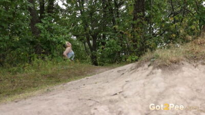Blonde babe relieves extreme pee desperation
