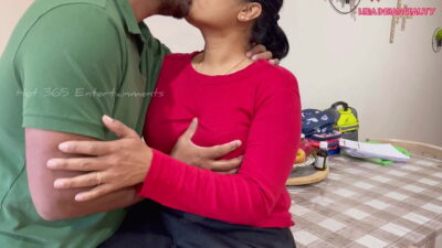 Horny Indian Step Daughter and Dad – Romantic Deep Kissing, Handjob and Nipple Play