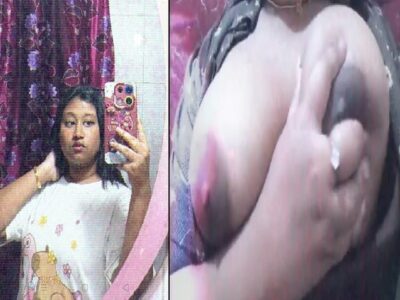 Desi girl sex mood topless boob pressing selfie video
