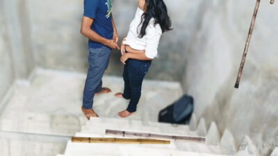 Indian College Girl Sex with Her Classmate on Ladder Full Hindi Sex, College Couple