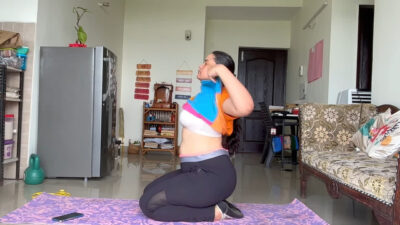 Punjabi girl sexy navel ,boobs and ass while workout