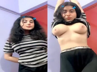 Beautiful girl stripping tops and showing milky boobs