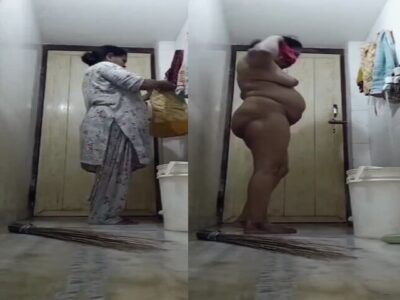 Sexy mature mom before bath nude body showing