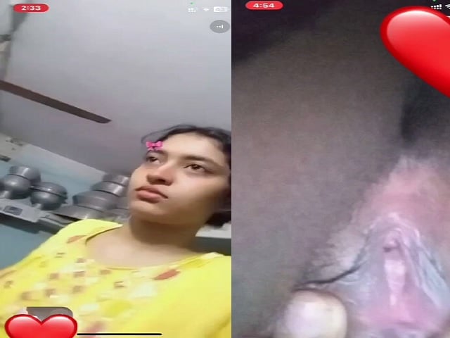 Girlfriend tight pussy showing on video call to boyfriend