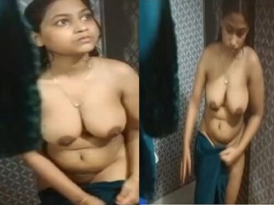 Big boobs Indian sister after bath wearing dress