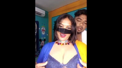 Couple Romance Kissing and Boobs Pressing