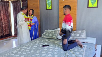 Indian Real Sex, Husband & Wife & Stepson, Threesome Hardcore Sex MILF Mom Sex