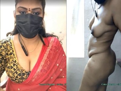 Telugu wife stripping saree and nude show with face