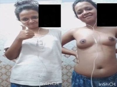 Cute topless bhabhi in bathroom shows small boobs