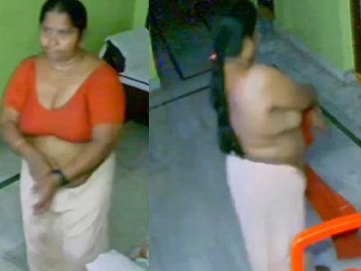 Mature aunty in blouse changing dress nude show
