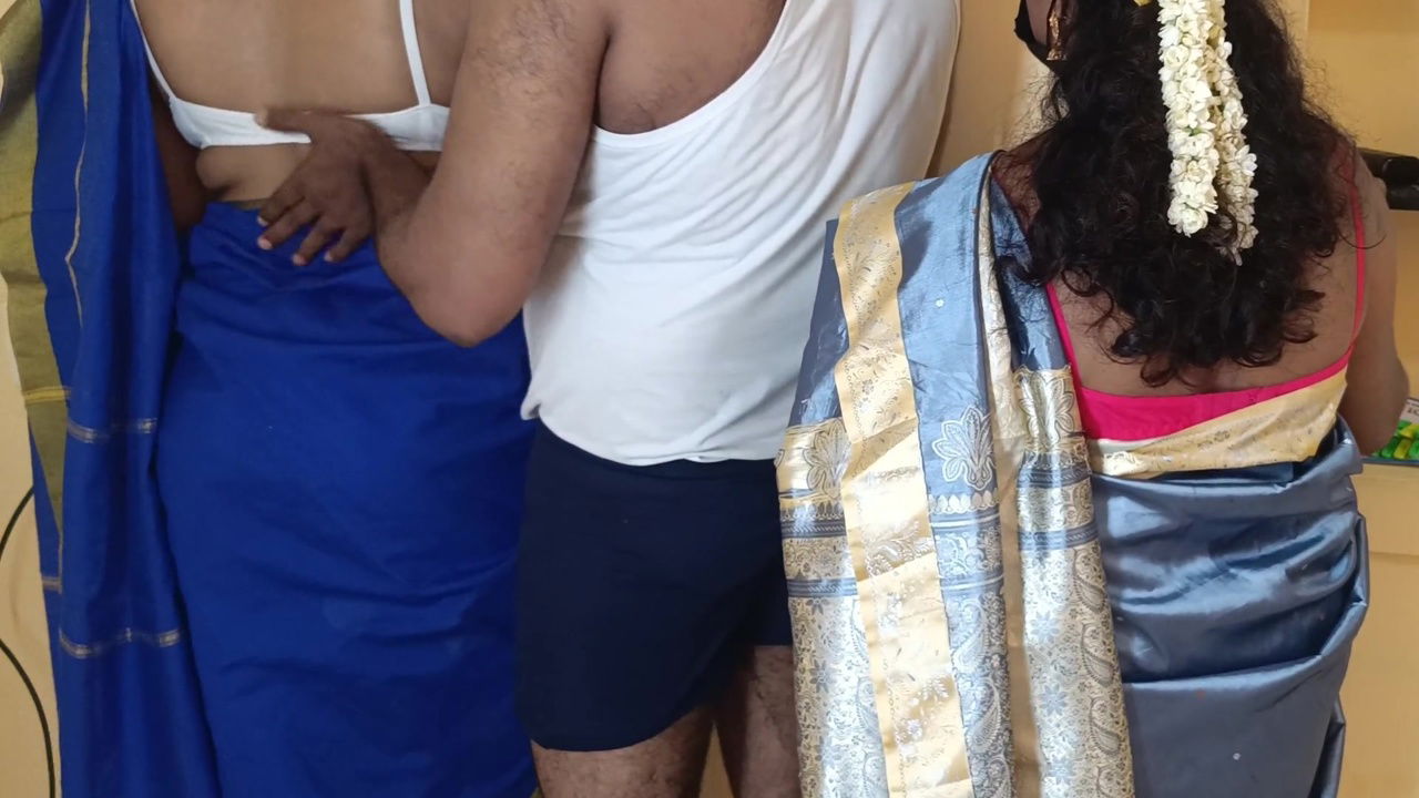 Housewife and maid threesome in living room