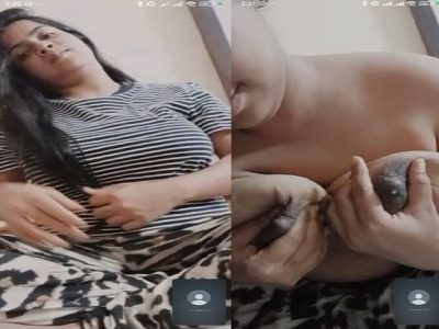Tanker girl milking boobs on video call to lover
