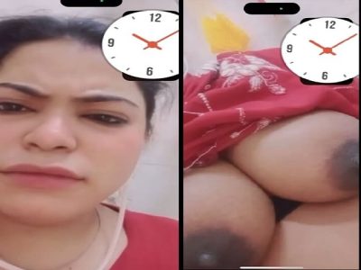Unsatisfied aunty showing huge boobs to lover viral MMS