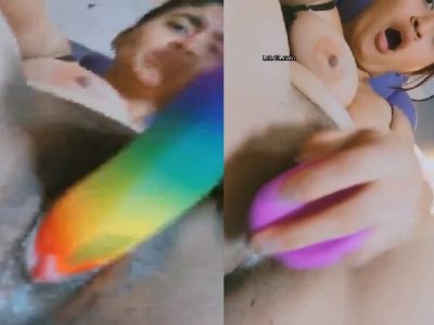 White orgasm pussy masturbation with dildo by horny girl