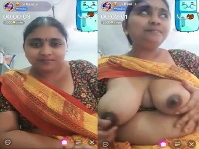 Chubby MILF in saree showing naked boobs and pussy