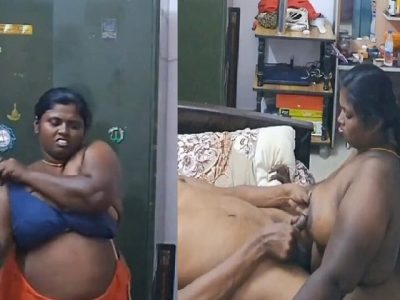 Dusky village Tamil wife blowjob to husband in topless
