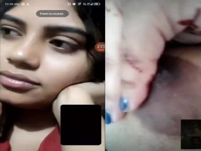 Tight pink pussy and round boobs showing GF video call