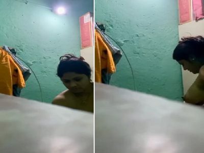 Sexy mom dress change caught by horny son viral MMS