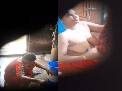 Mature aunty bathing caught by tenant guy viral MMS