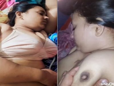 Sleeping wife nude boob press by Bengali husband