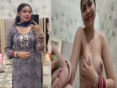 Punjabi horny wife masturbating with cucumber