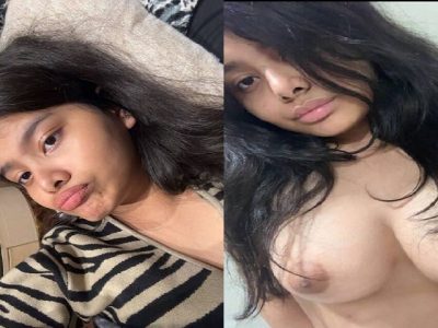 Cute GF fresh boobs showing selfie viral video