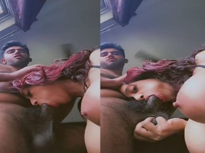 Red head girl blowjob with sharp boobs showing