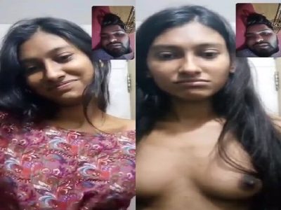 Small boobs college girl topless on a viral video call