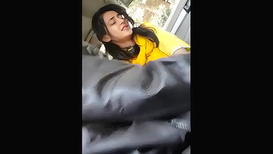 college couple foreplay and blowjob inside car