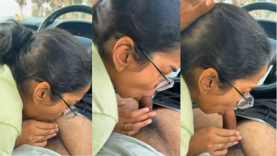 Telugu xxx MMS of a girl sucking her BF’s dick in a car