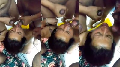 Husband lets his wife enjoy group sex and eat their cum