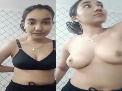 Virgin girl strips bra and panty to go nude viral MMS